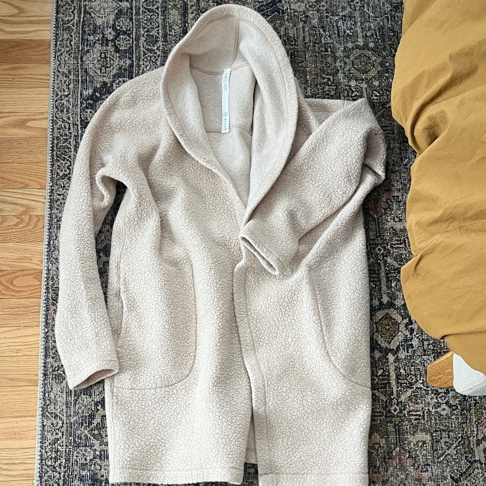 Cozy Lululemon Sherpa Cream Shawl Collar Women's Sweater Coat